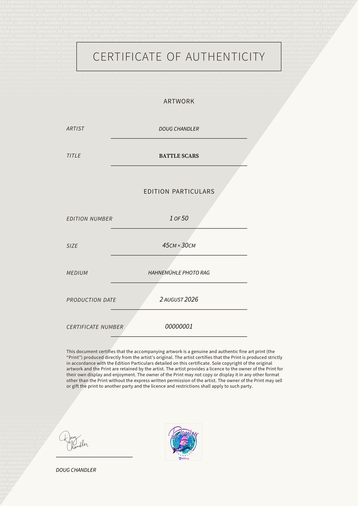 Battle Scars — Certificate of Authenticity